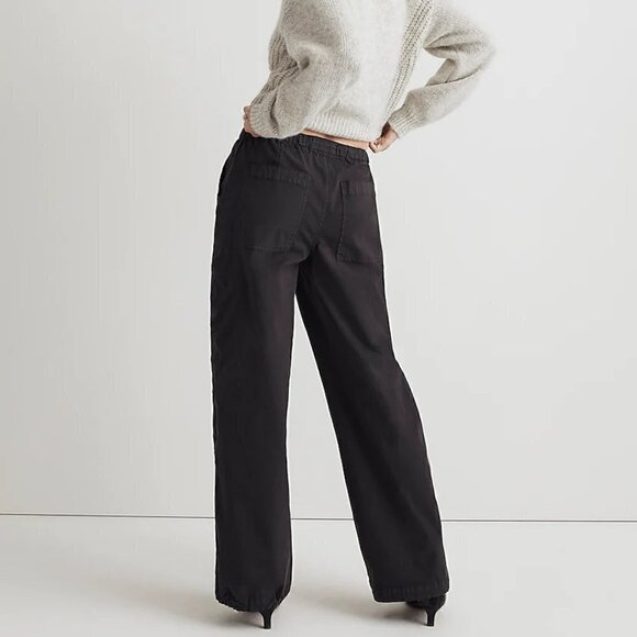 Madewell Cargo Parachute Pants Garment-Dyed Poplin Drawstring Black Size 24 NWT - Picture 3 of 11
